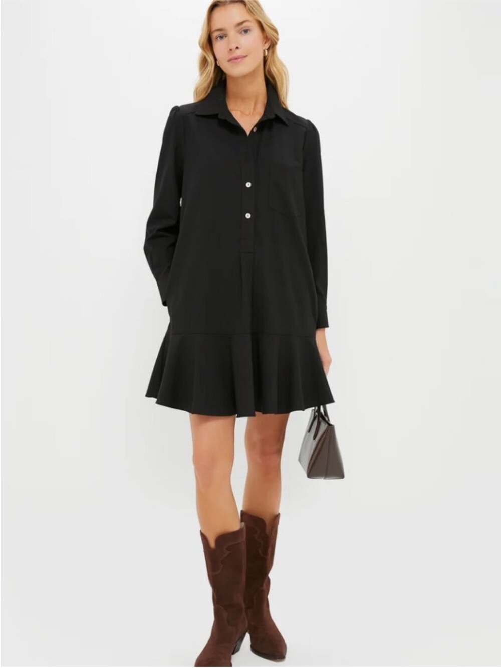 TUCKERNUCK Callahan Shirt Dress long sleeve Cotton Stretch Black small